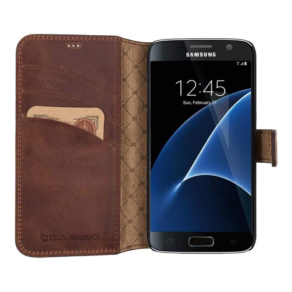 Phone Case Wallet Folio Case with ID slot for Samsung Galaxy S7 - Antic Brown Bouletta Shop