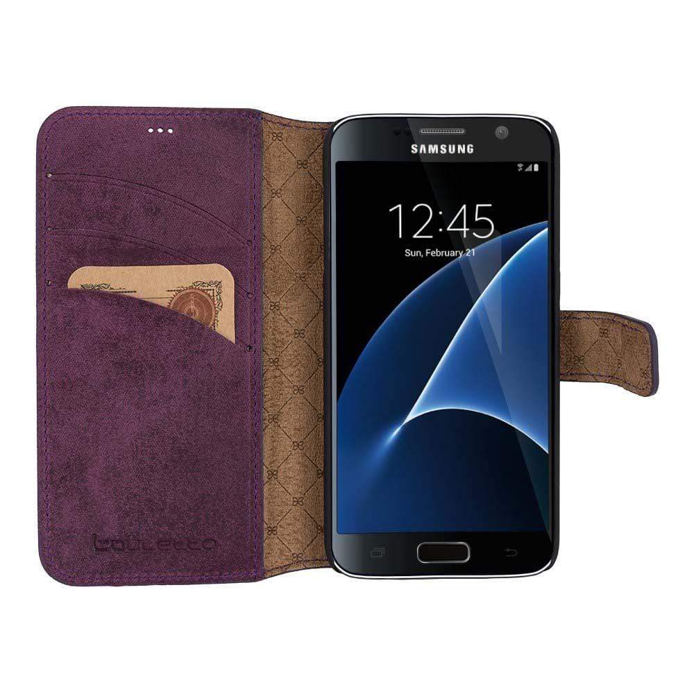Phone Case Wallet Folio Case with ID slot for Samsung Galaxy S7 - Antic Purple Bouletta Shop