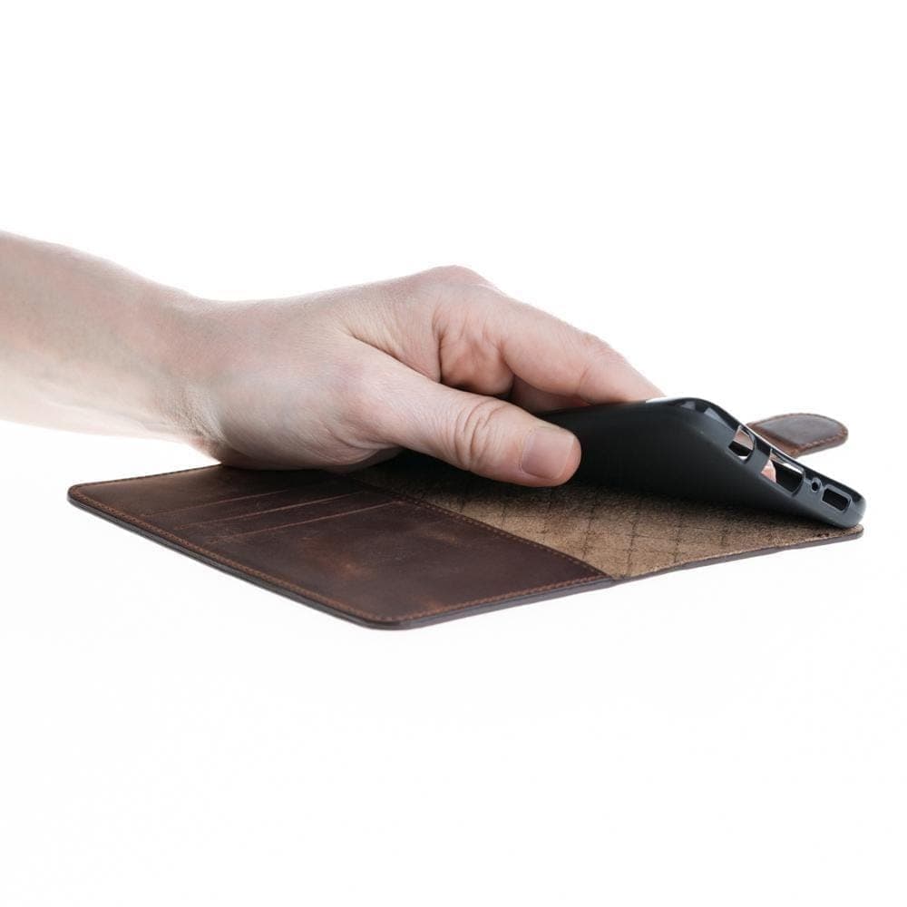 Phone Case Wallet Folio Case with ID slot for Samsung Galaxy S8 - Antic Brown Bouletta Shop