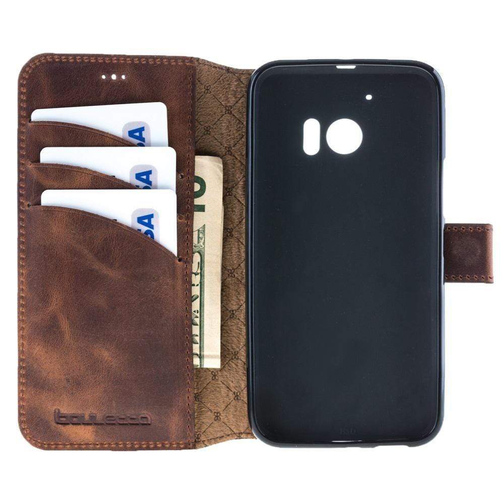 Phone Case Wallet Folio Leather Case with ID slot for HTC10 - Antic Brown Bouletta Case