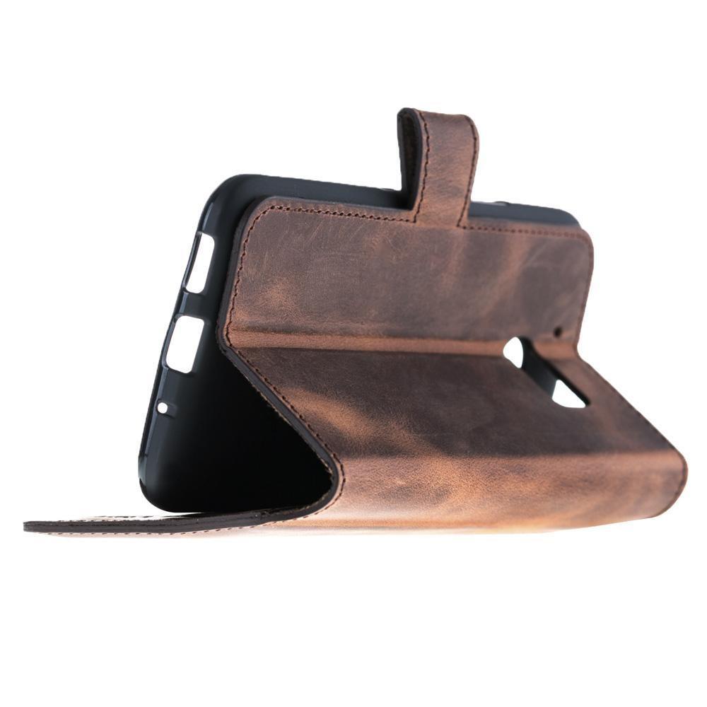 Phone Case Wallet Folio Leather Case with ID slot for HTC10 - Antic Brown Bouletta Case