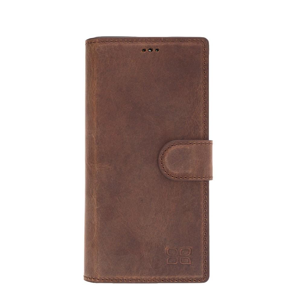Phone Case Wallet Folio Leather Case with ID slot for Samsung Galaxy Note 10 - Antic Brown Bouletta Case