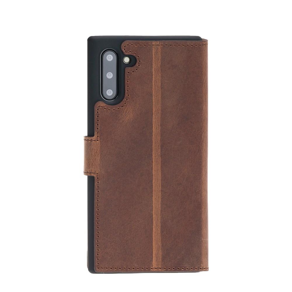 Phone Case Wallet Folio Leather Case with ID slot for Samsung Galaxy Note 10 - Antic Brown Bouletta Case