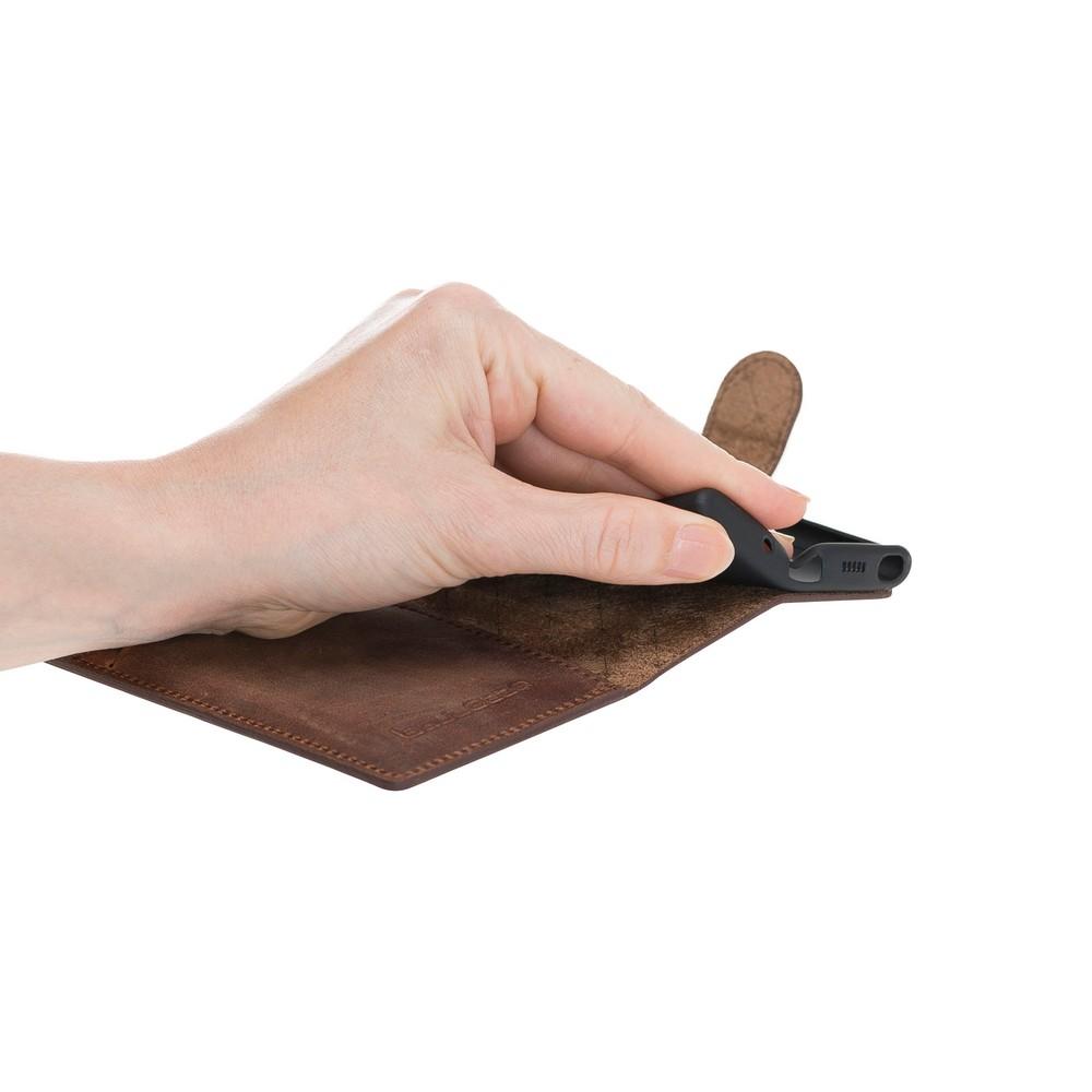 Phone Case Wallet Folio Leather Case with ID slot for Samsung Galaxy Note 10 - Antic Brown Bouletta Case