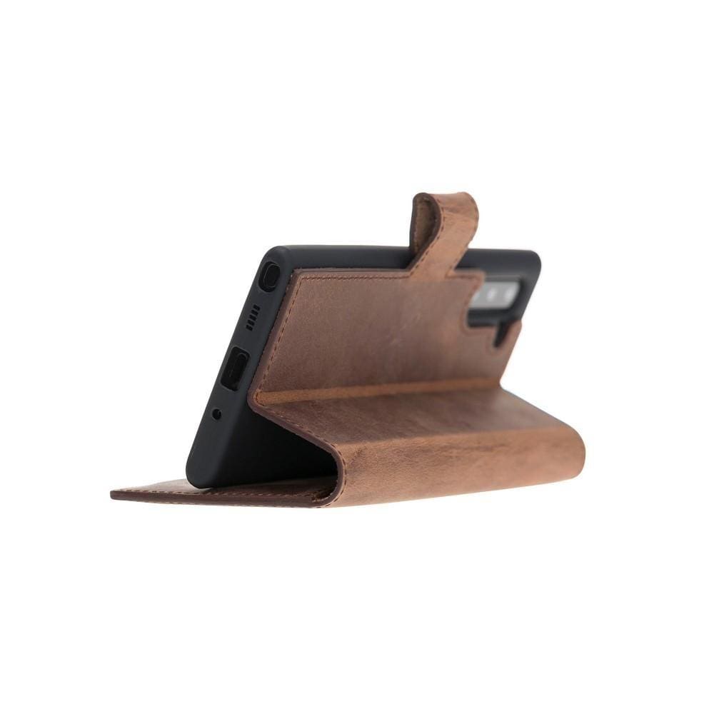 Phone Case Wallet Folio Leather Case with ID slot for Samsung Galaxy Note 10 - Antic Brown Bouletta Case