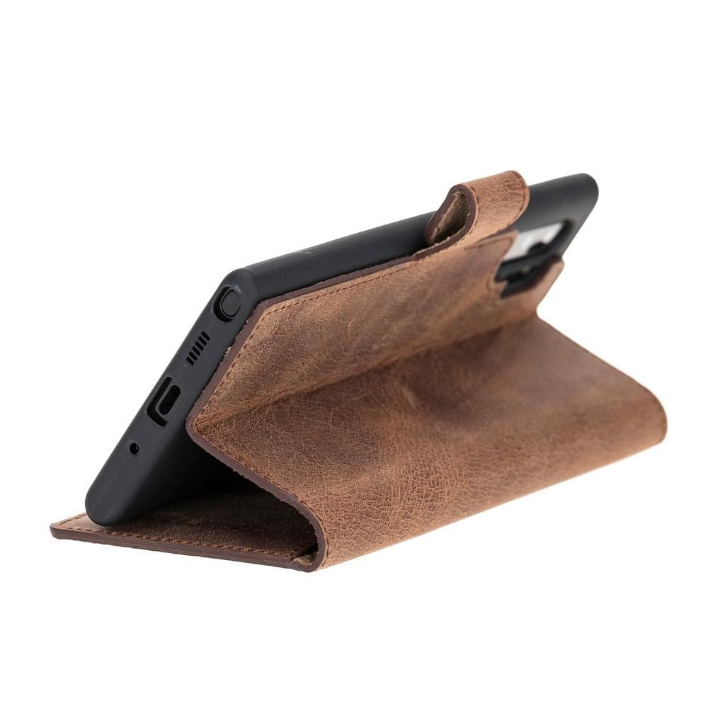 Phone Case Wallet Folio Leather Case with ID slot for Samsung Galaxy Note 10 Plus - Antic Brown Bouletta Shop