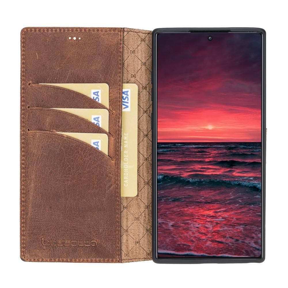 Phone Case Wallet Folio Leather Case with ID slot for Samsung Galaxy Note 10 Plus - Antic Brown Bouletta Shop