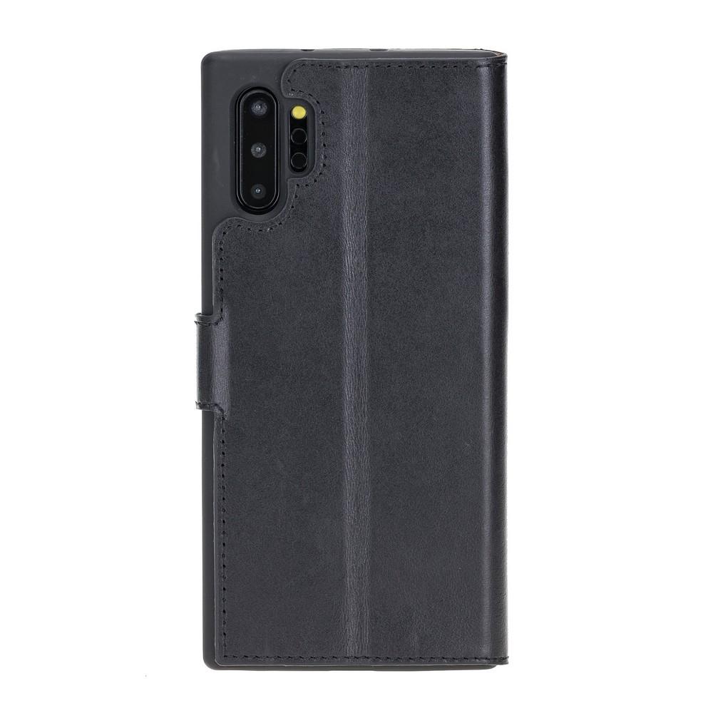 Phone Case Wallet Folio Leather Case with ID slot for Samsung Galaxy Note 10 Plus - Rustic Black Bouletta Case