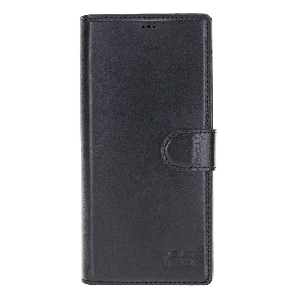 Phone Case Wallet Folio Leather Case with ID slot for Samsung Galaxy Note 10 Plus -  Rustic Black Bouletta Case