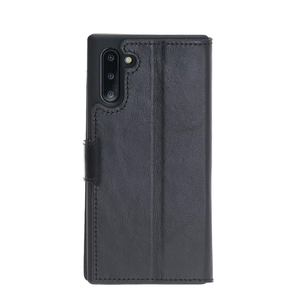 Phone Case Wallet Folio Leather Case with ID slot for Samsung Galaxy Note 10 Pro- Rustic Black Bouletta Case