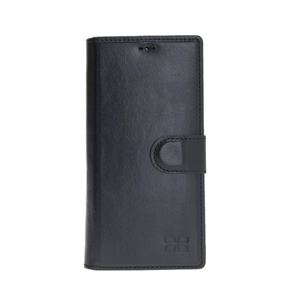 Phone Case Wallet Folio Leather Case with ID slot for Samsung Galaxy Note 10 - Rustic Black Bouletta Case