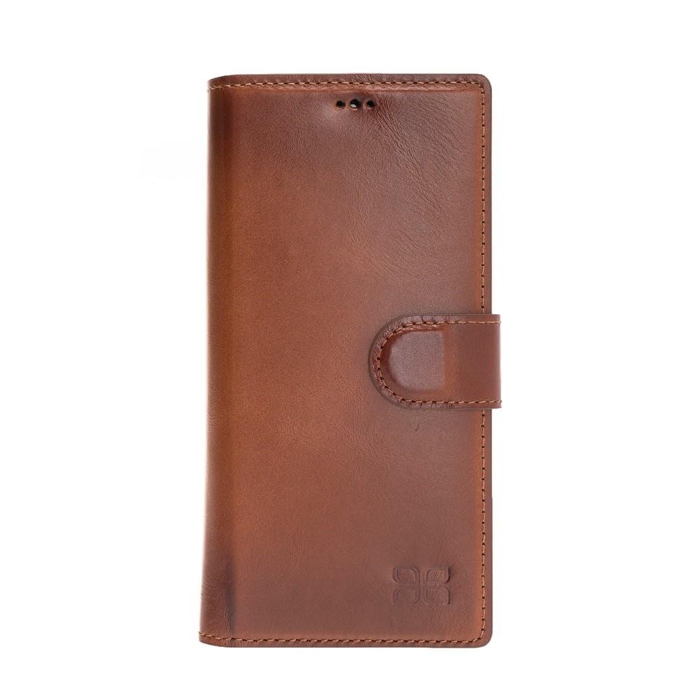 Phone Case Wallet Folio Leather Case with ID slot for Samsung Galaxy Note 10 - Rustic Tan with Effect Bouletta Case