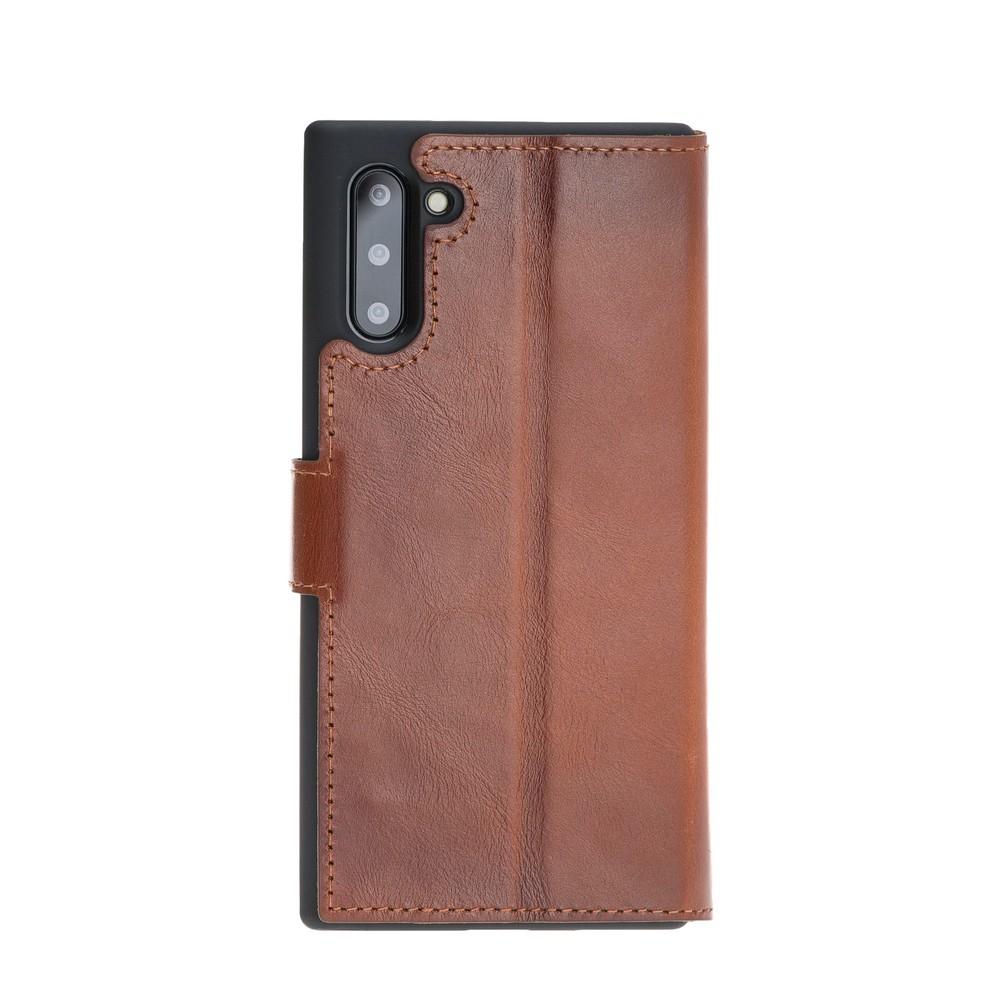 Phone Case Wallet Folio Leather Case with ID slot for Samsung Galaxy Note 10 - Rustic Tan with Effect Bouletta Case