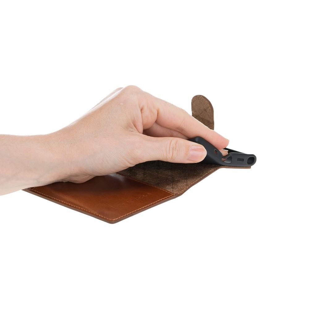 Phone Case Wallet Folio Leather Case with ID slot for Samsung Galaxy Note 10 - Rustic Tan with Effect Bouletta Case