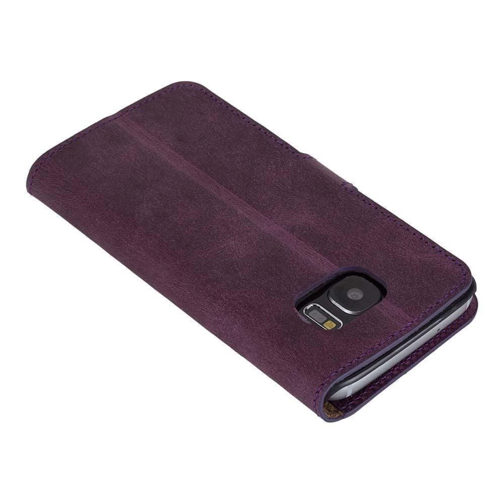 Phone Case Wallet Folio Leather Case with ID slot for Samsung Galaxy S7 Edge - Antic Purple Bouletta Shop