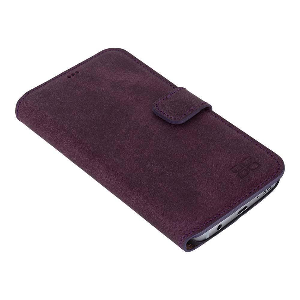 Phone Case Wallet Folio Leather Case with ID slot for Samsung Galaxy S7 Edge - Antic Purple Bouletta Shop