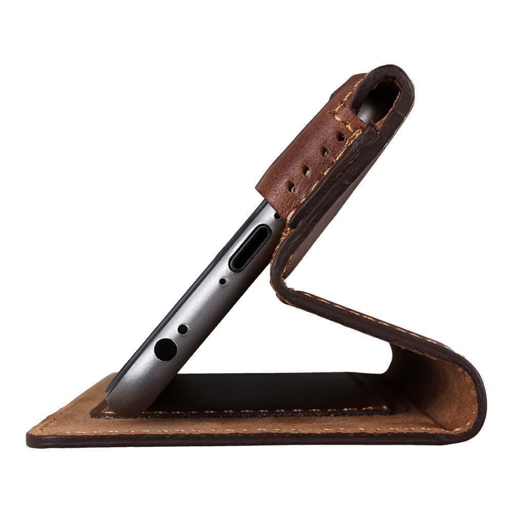 Phone Case Wallet Halfway Leather Case for Apple iPhone 6/6S -  Rustic Tan with Effect Bouletta Shop