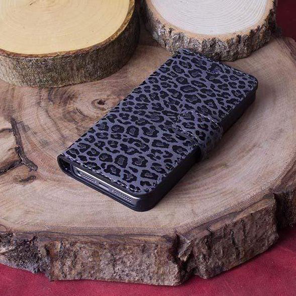 Phone Case Wallet Leather Case for Apple iPhone 5/5S/SE - Printed Grey&Black Bouletta Case