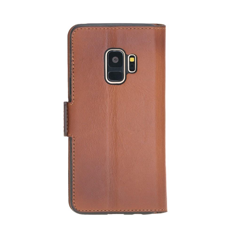 Phone Case Wallet Leather Case New Edition with ID slot for Samsung S9 - Rustic Tan with Effect Bouletta Case