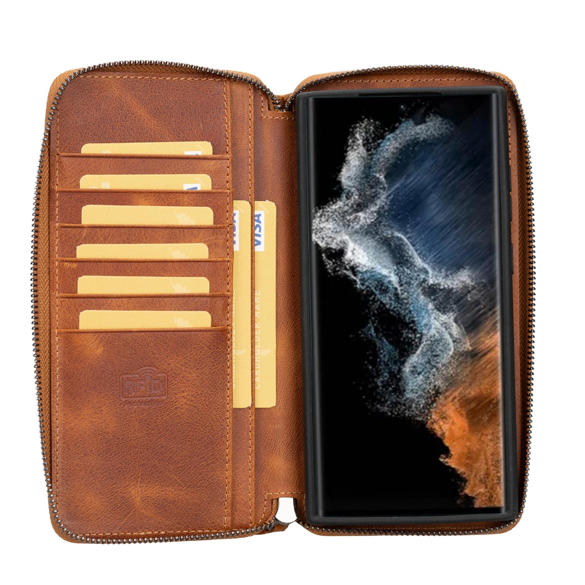 Samsung Galaxy S23 Series Zippered Leather Wallet Cases - PMW Bouletta LTD