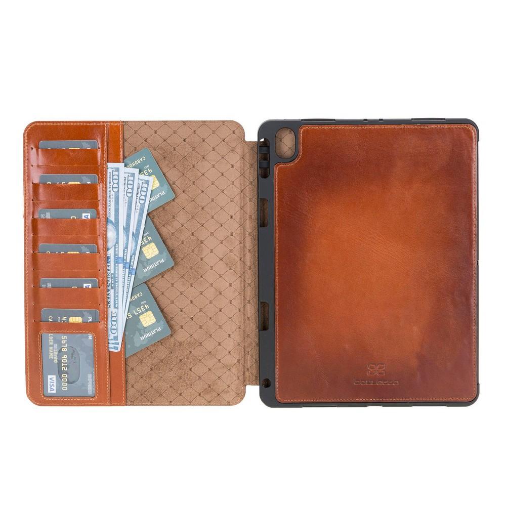Wallet Case Eto Magnetic Detachable Leather Wallet Case for iPad Air 10.5" - Rustic Tan with Effect Bouletta Shop