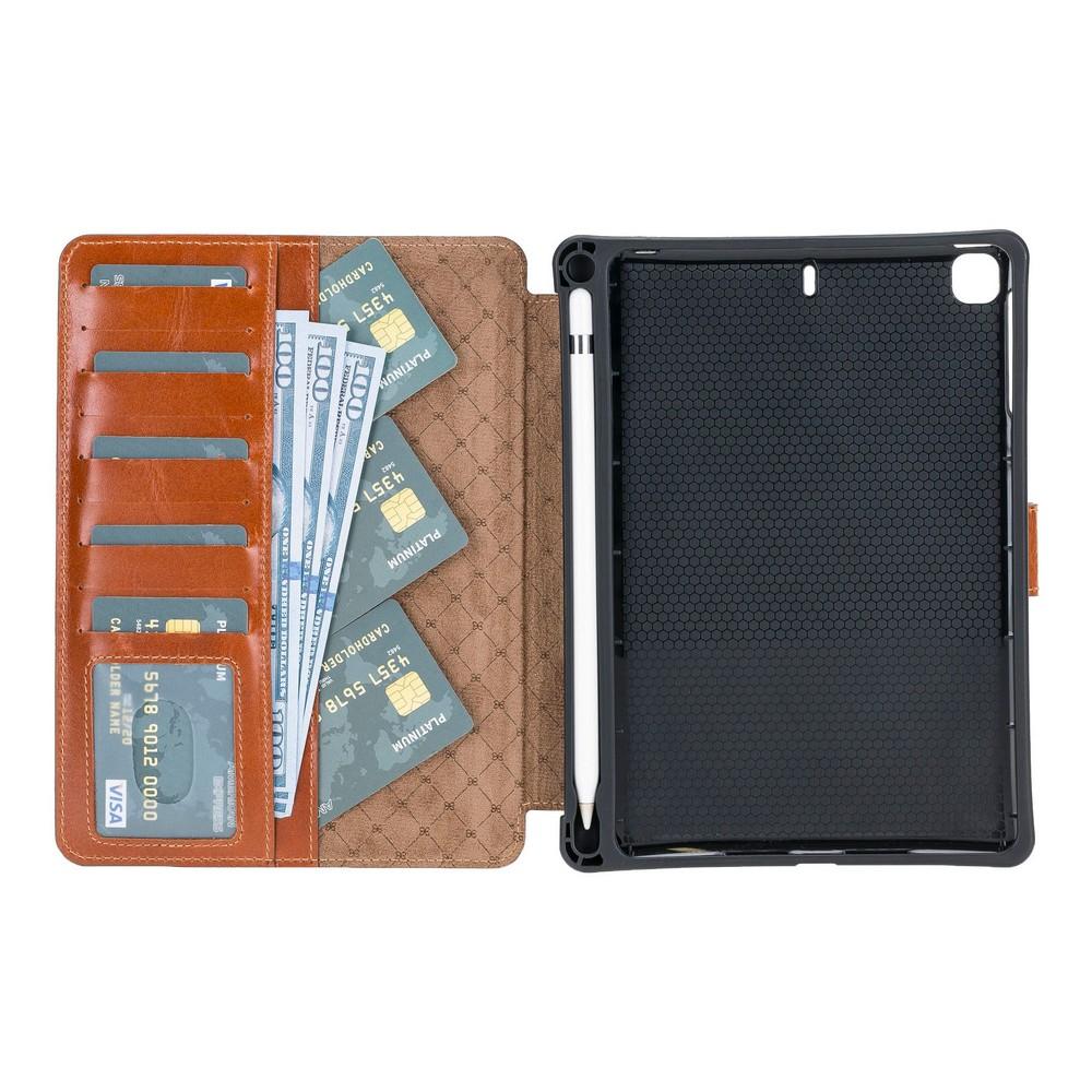 Wallet Case Eto Magnetic Detachable Leather Wallet Case for iPad Mini 5 - Rustic Tan with Effcet Bouletta Shop