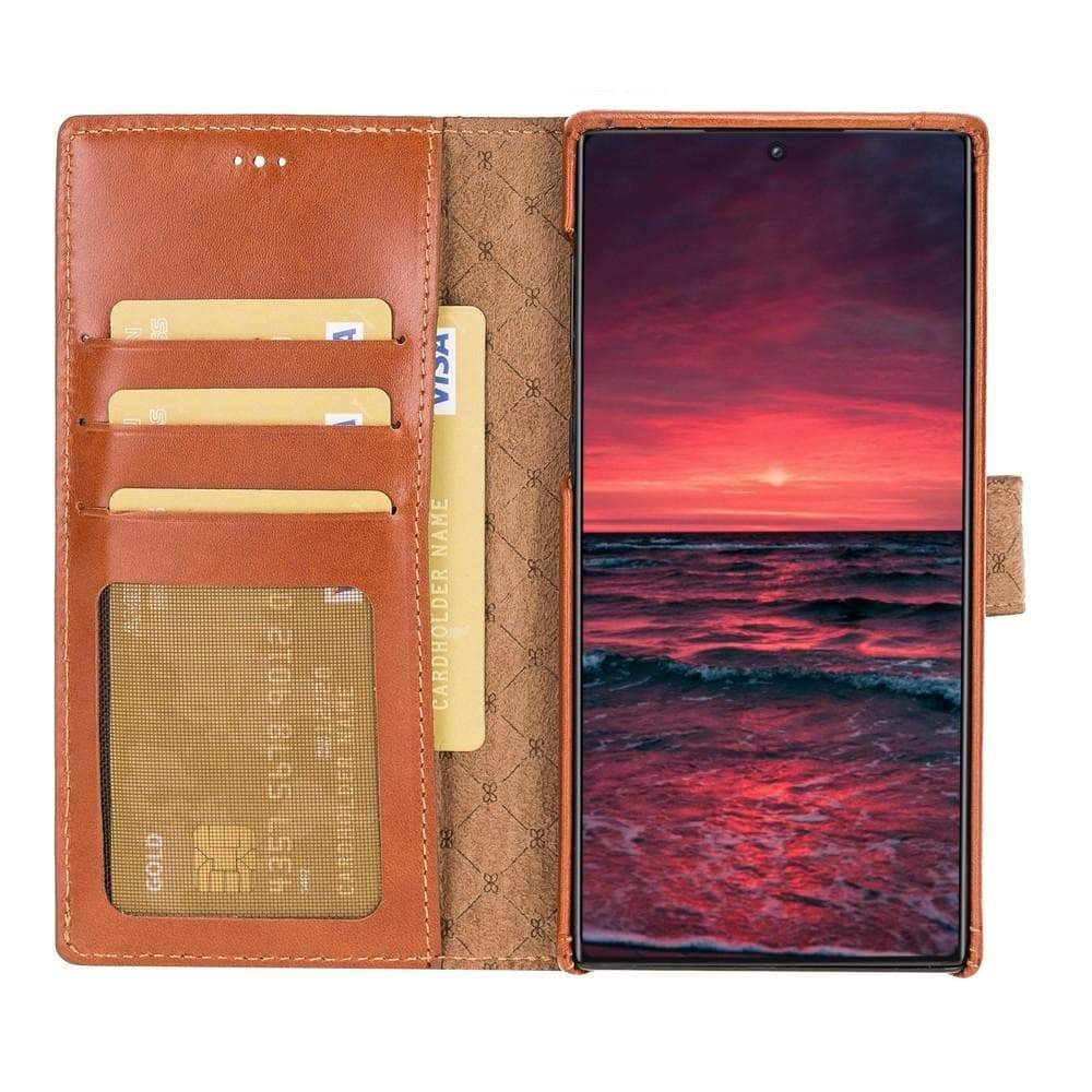 Wallet Case F360 Magnetic Detachable Leather Wallet Case for Samsung Galaxy Note 10 - Rustic Tan with Effect Bouletta Shop