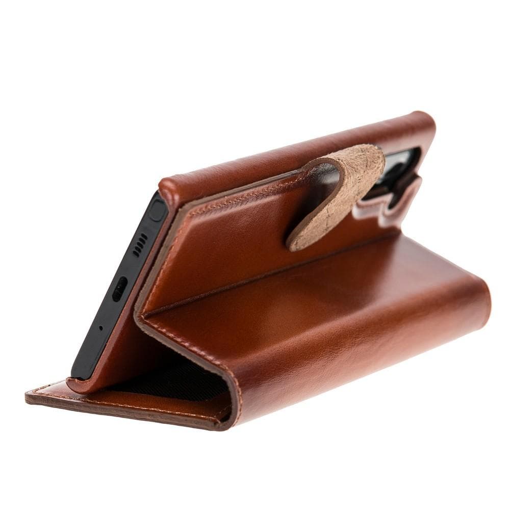 Wallet Case F360 Magnetic Detachable Leather Wallet Case for Samsung Galaxy Note 10 - Rustic Tan with Effect Bouletta Shop