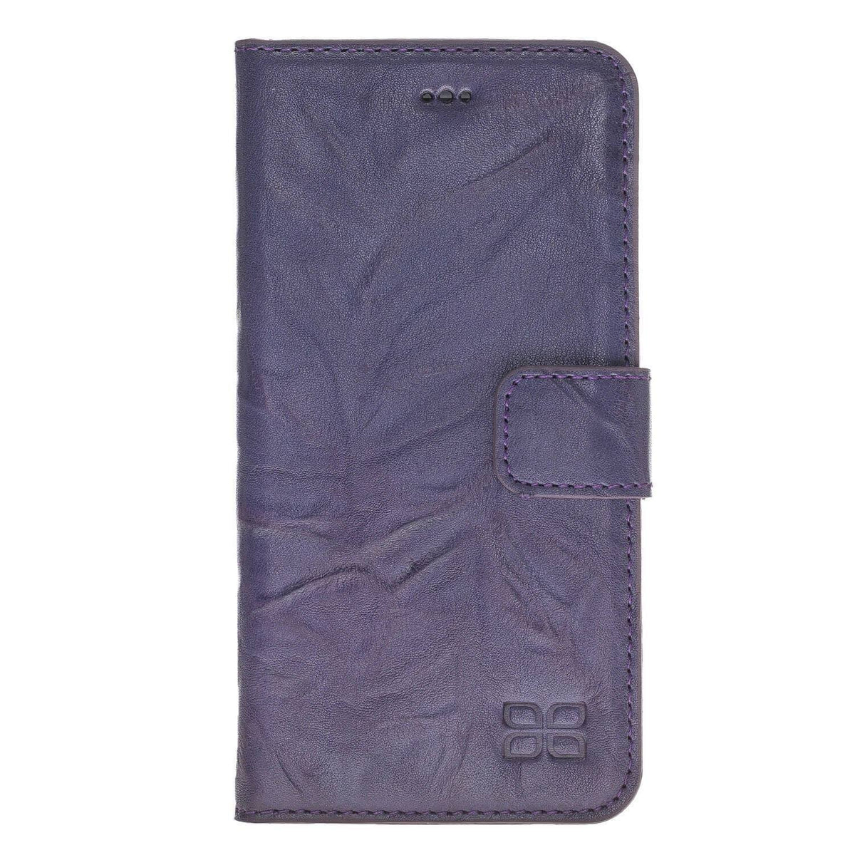 Wallet Case Magnetic Detachable Leather Wallet Case for Apple iphone SE2/7/8 - Creased Purple Bouletta Case