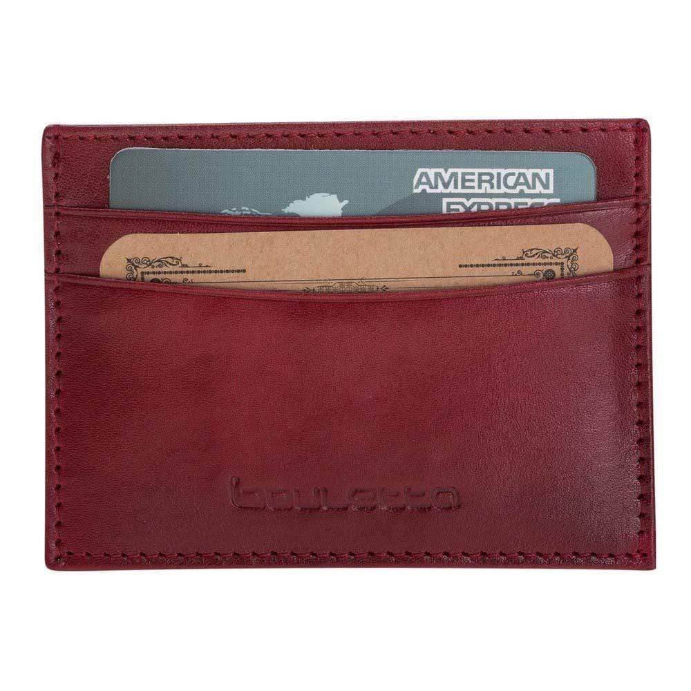 Wallet Leather Credit Card Holder - Vegetal Burnished Red Bouletta Shop