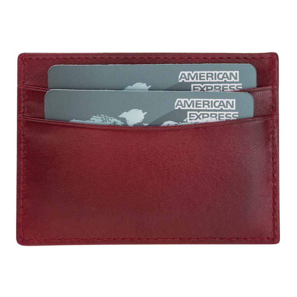 Wallet Leather Credit Card Holder - Vegetal Burnished Red Bouletta Shop