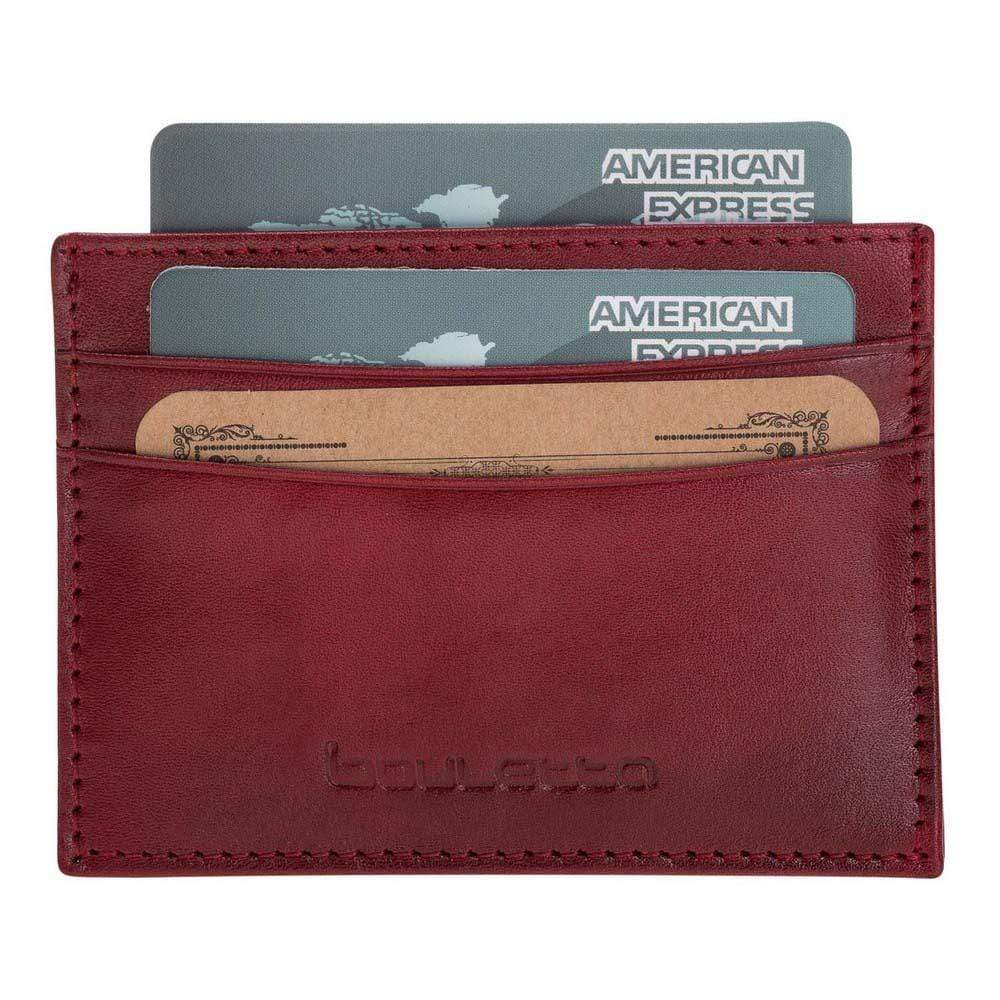 Wallet Leather Credit Card Holder - Vegetal Burnished Red Bouletta Shop