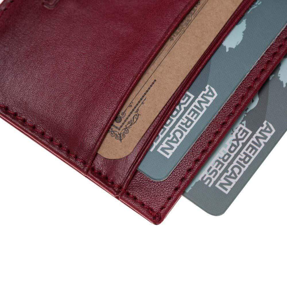 Wallet Leather Credit Card Holder - Vegetal Burnished Red Bouletta Shop