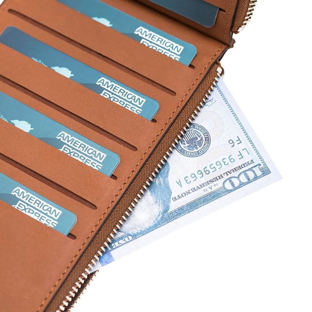 Wallet V Wallet Universal Leather Phone Wallet - Rustic Tan with Effect Bouletta Shop