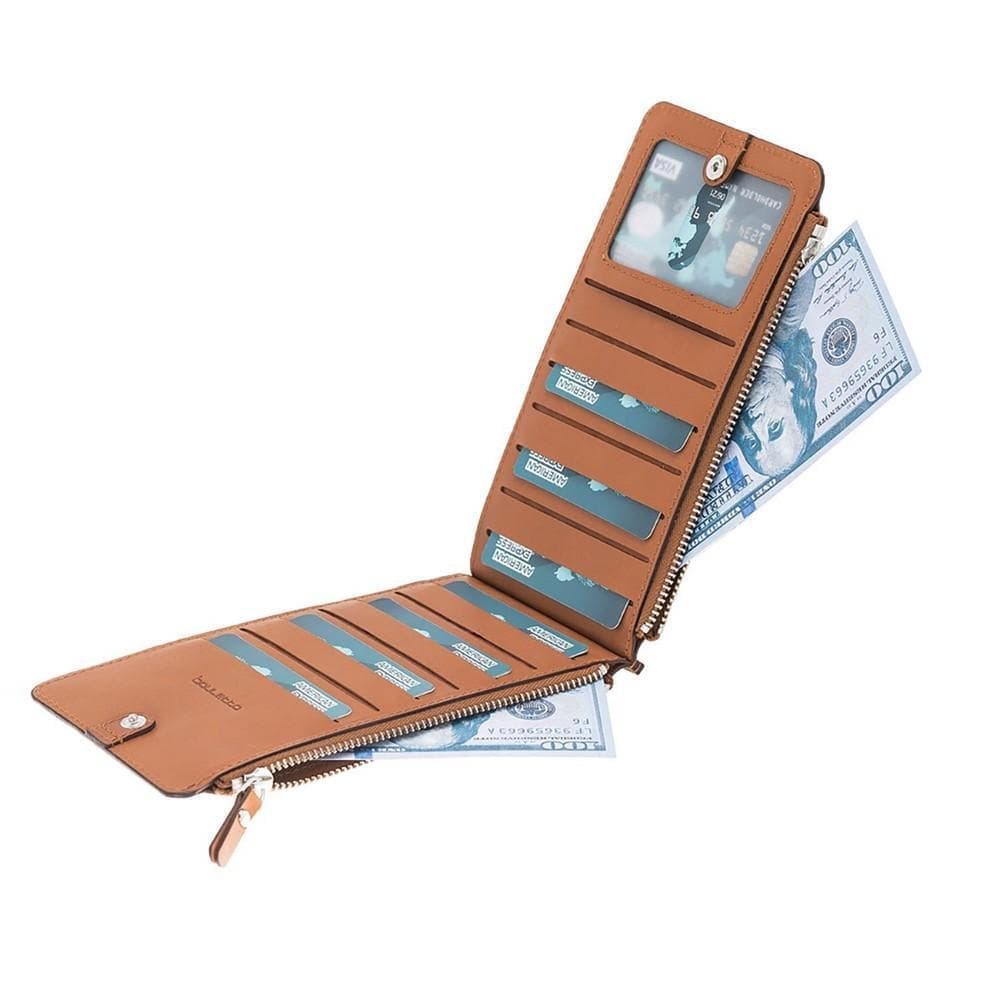 Wallet V Wallet Universal Leather Phone Wallet - Rustic Tan with Effect Bouletta Shop