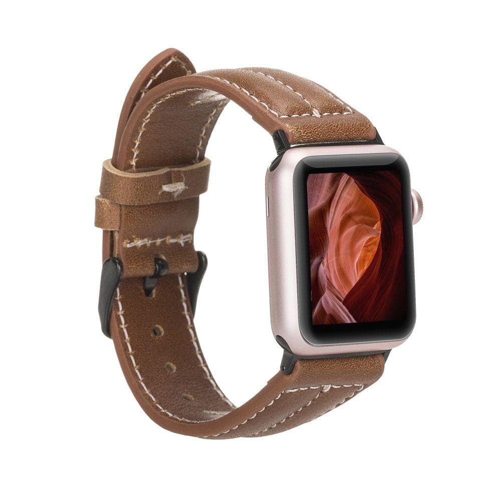 Watch Band Leather Apple Watch Bands - Classic Double Stitched -Tan Bouletta Shop