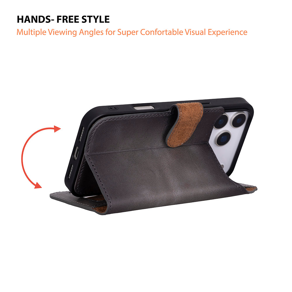 iPhone 17 Pro (6.3") Magic Wallet Echtleder Geldbörsenhülle
