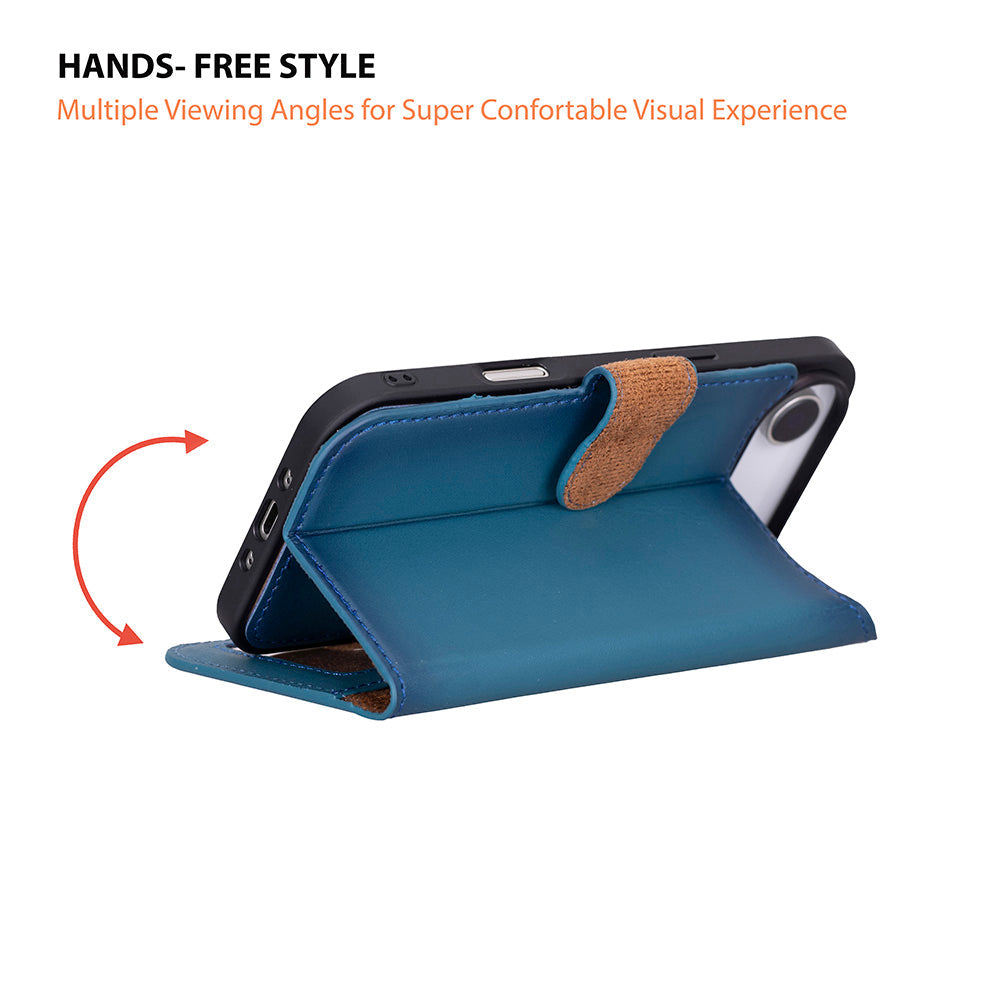 iPhone 17 Air Magic Wallet Echtleder Geldbörsenhülle (Rot, Schwarz, Tan, Rosa, Grau, Blau, Braun,)