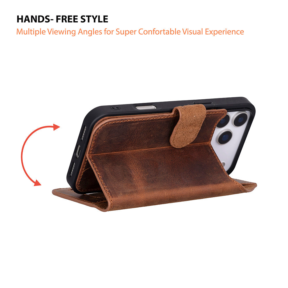 iPhone 17 Pro (6.3") Magic Wallet Echtleder Geldbörsenhülle