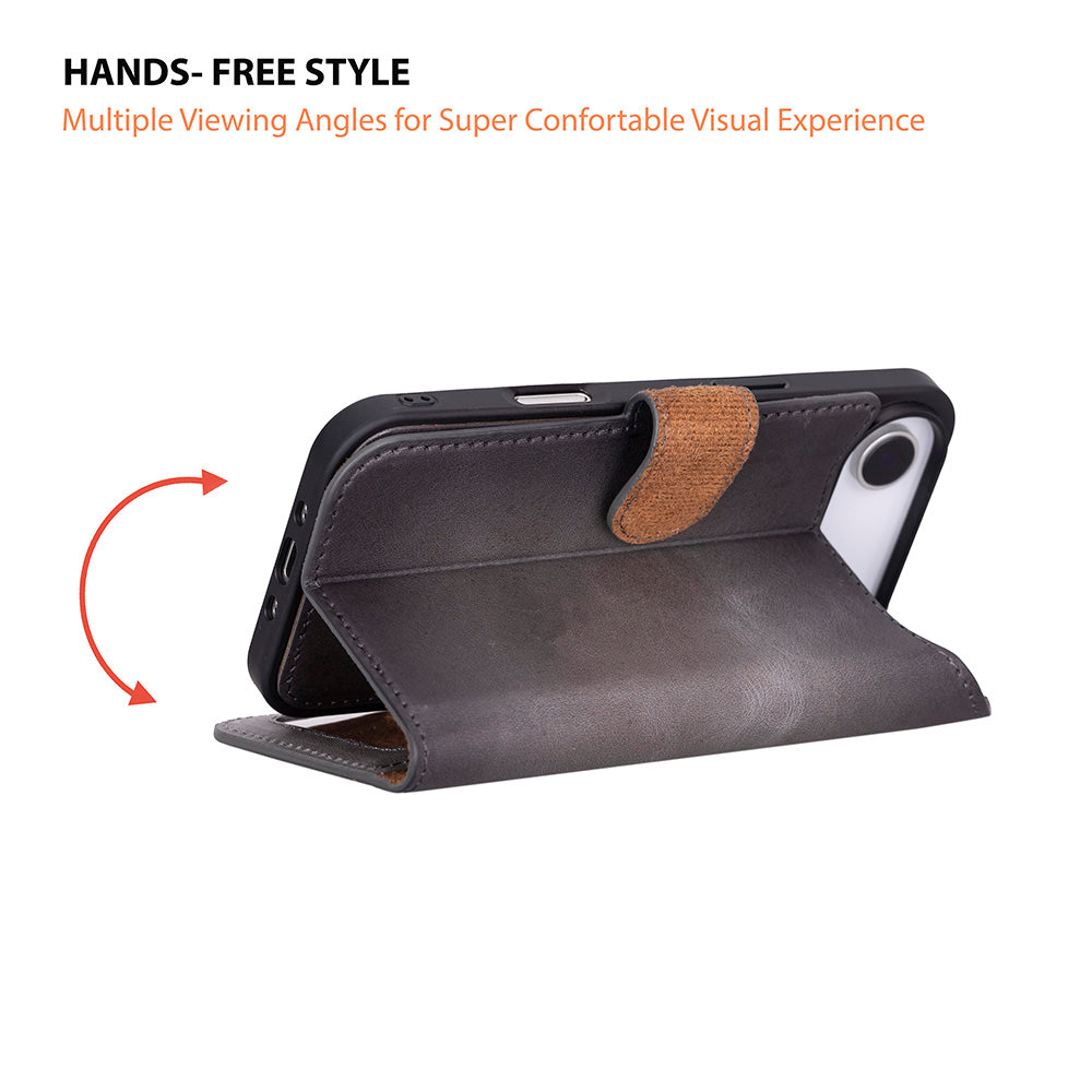 iPhone 17 Air Magic Wallet Echtleder Geldbörsenhülle (Rot, Schwarz, Tan, Rosa, Grau, Blau, Braun,)