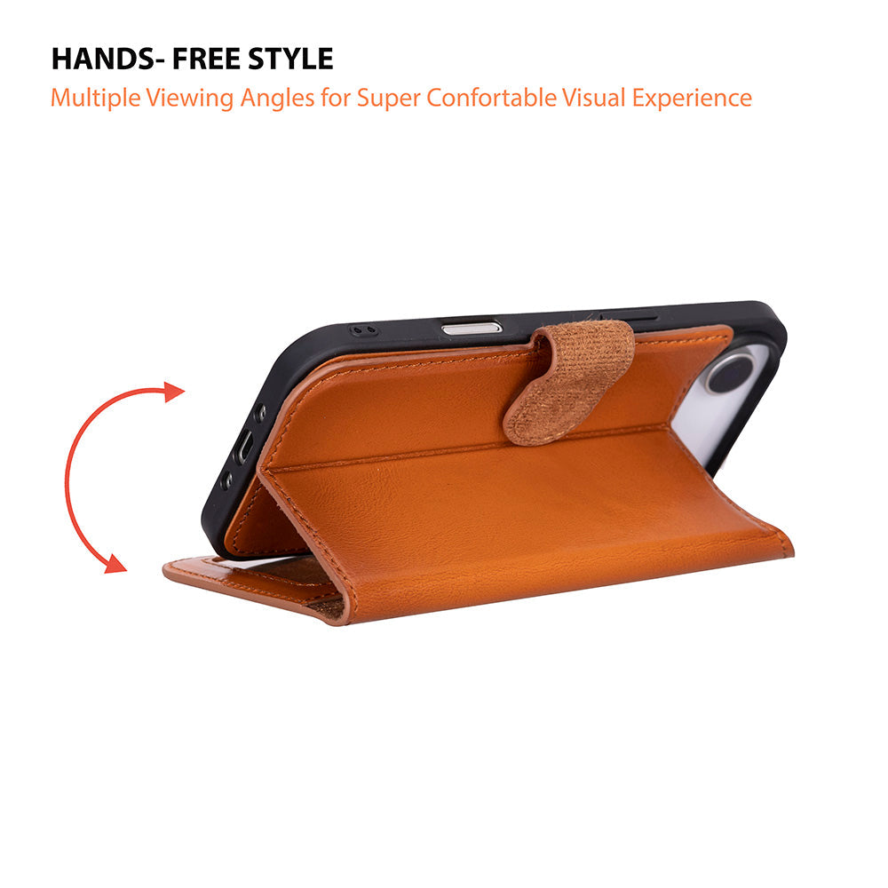 iPhone 17 Air Magic Wallet Echtleder Geldbörsenhülle (Rot, Schwarz, Tan, Rosa, Grau, Blau, Braun,)