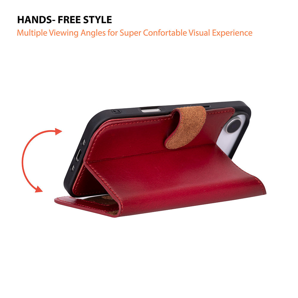 iPhone 17 Air Magic Wallet Echtleder Geldbörsenhülle (Rot, Schwarz, Tan, Rosa, Grau, Blau, Braun,)