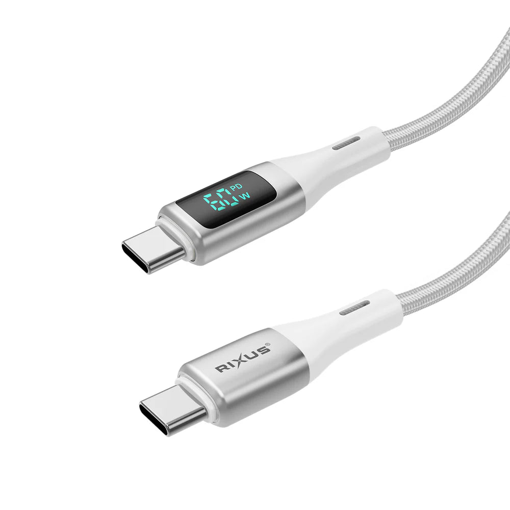 Rixus RXUC29C USB-C auf USB-C Ladekabel mit LED-Display