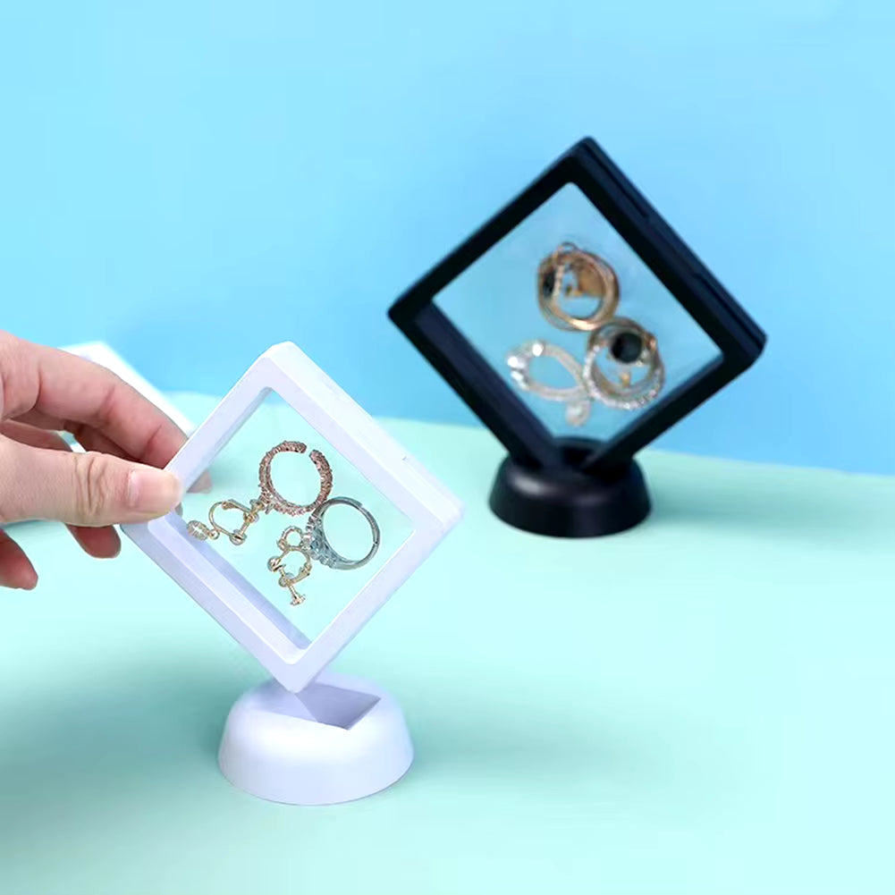 5PCS Display Box 3D Floating Frame Holder Stand Box Clear Jewelry Ring Coin Display Holder Case Floating Frame Display Holder