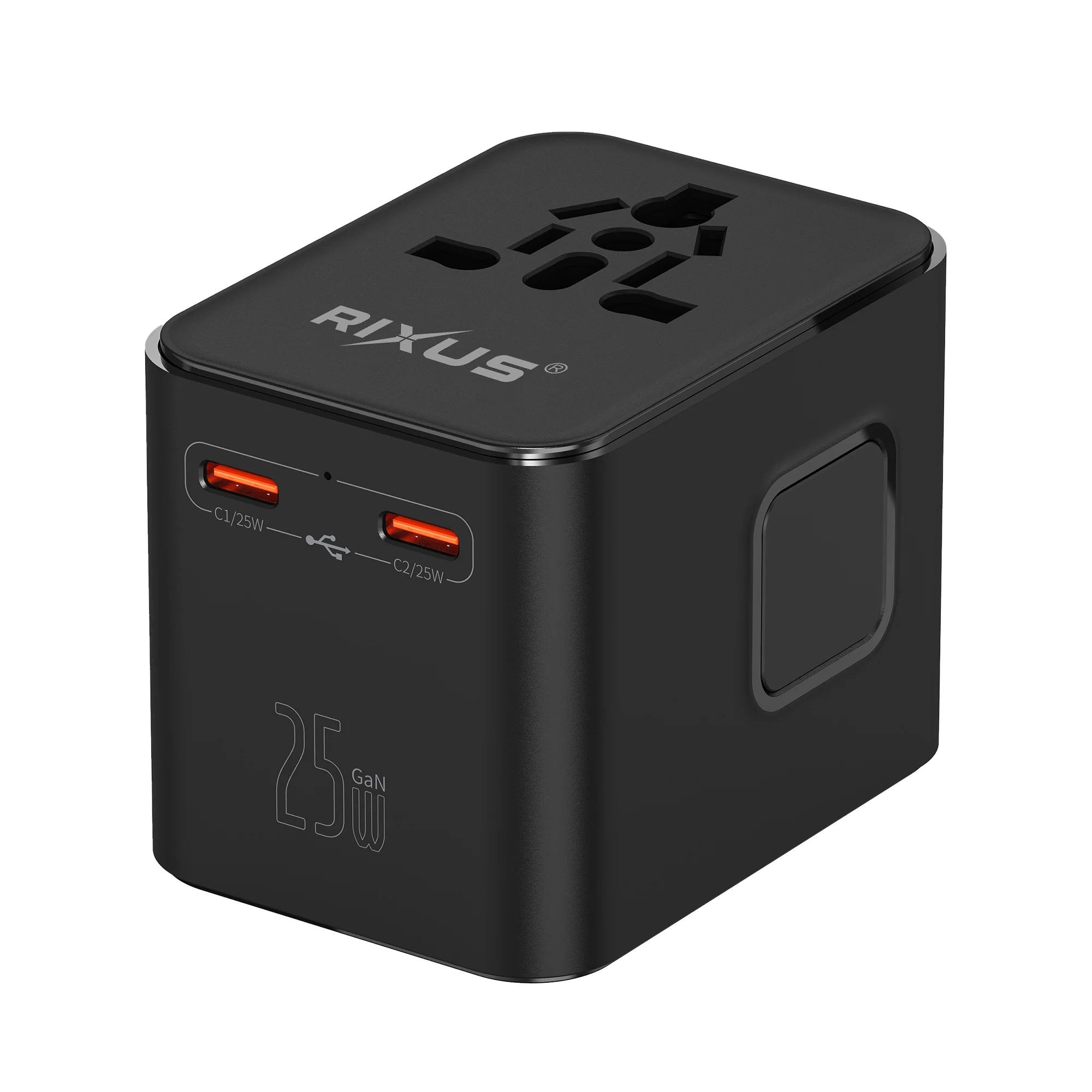 Universeller Reiseadapter Travel Reise 25W Adapter USB-A & USB-C PD für 150+ Länder – Schwarz