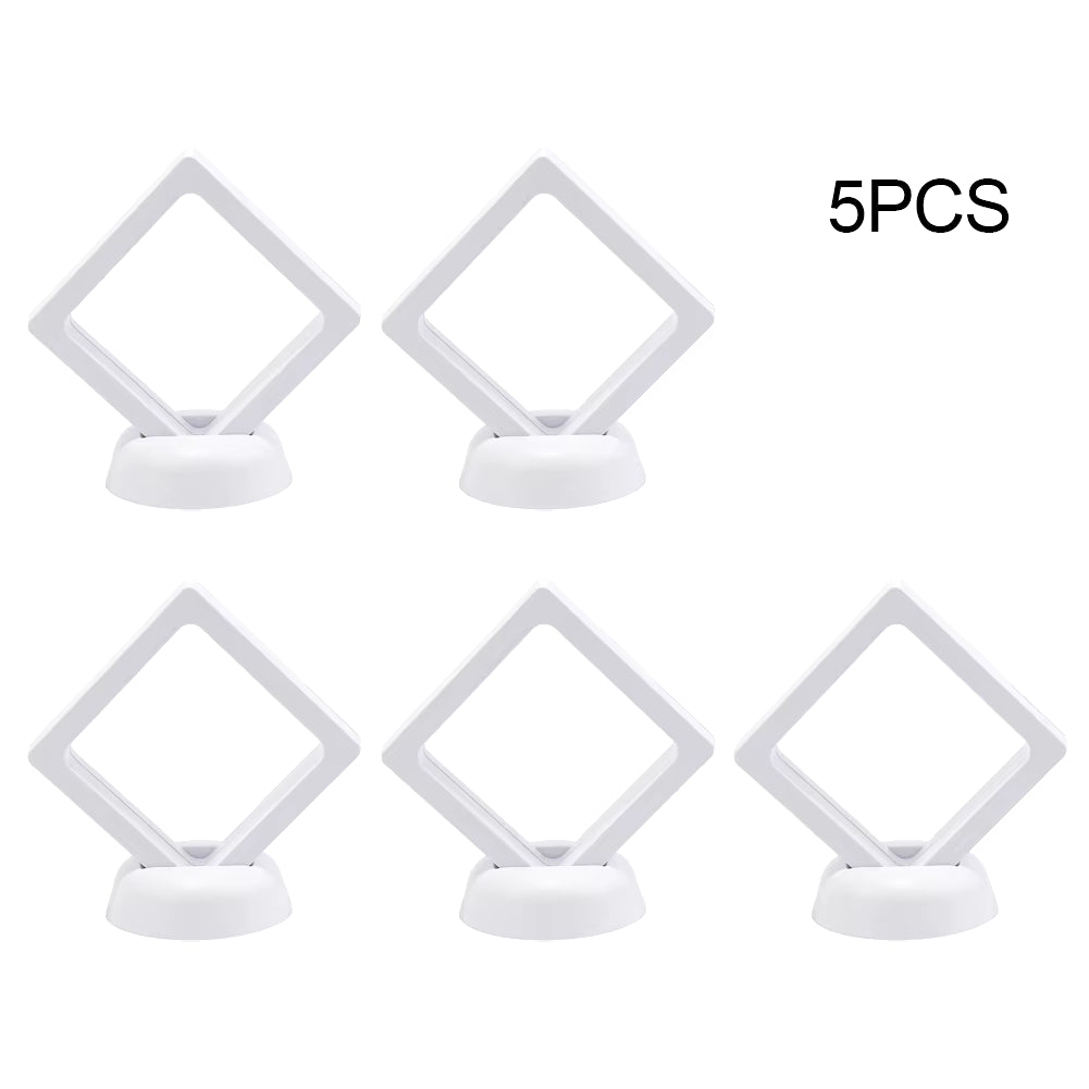 5PCS Display Box 3D Floating Frame Holder Stand Box Clear Jewelry Ring Coin Display Holder Case Floating Frame Display Holder