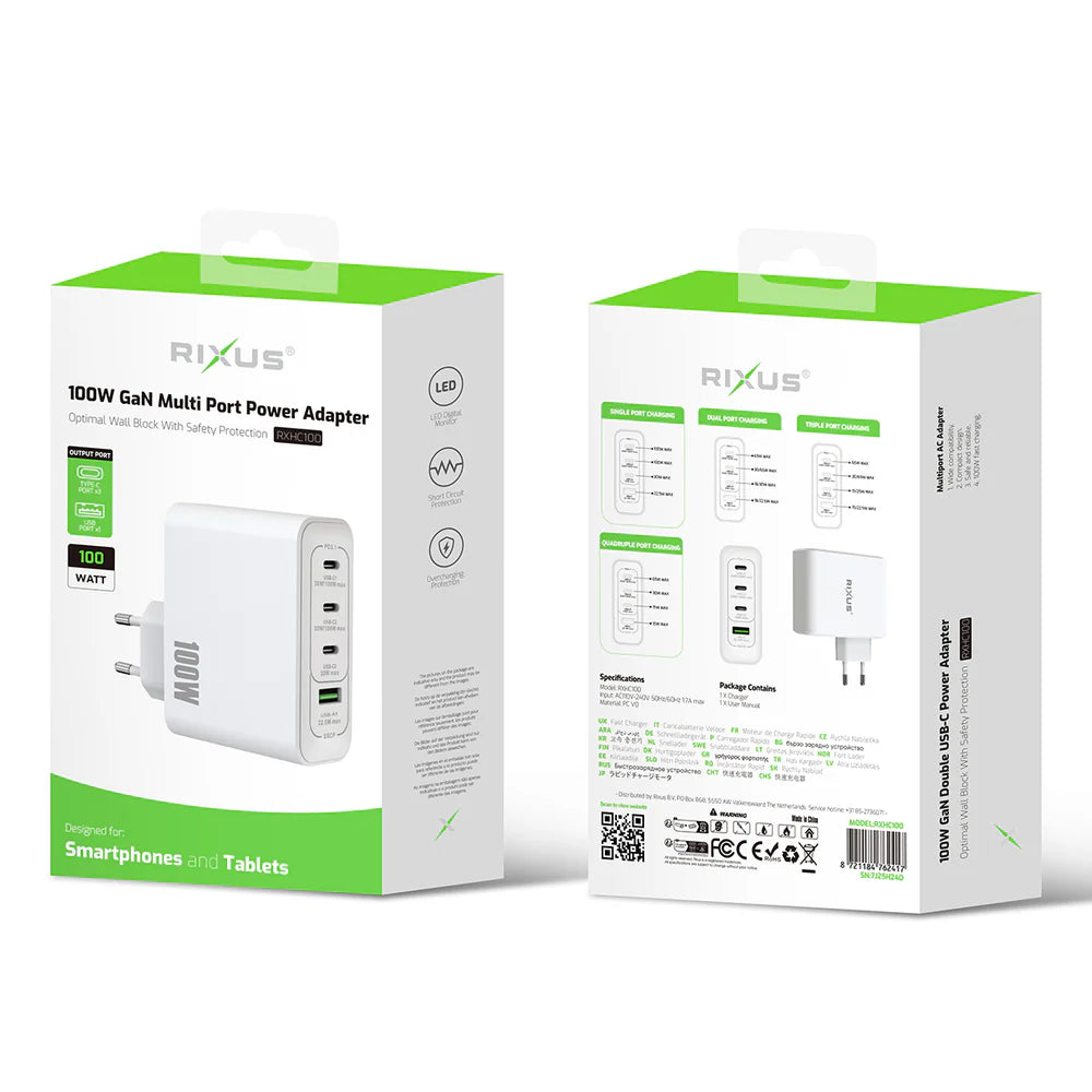 Rixus RXHC100 100W GaN Power Adapter – Weiss