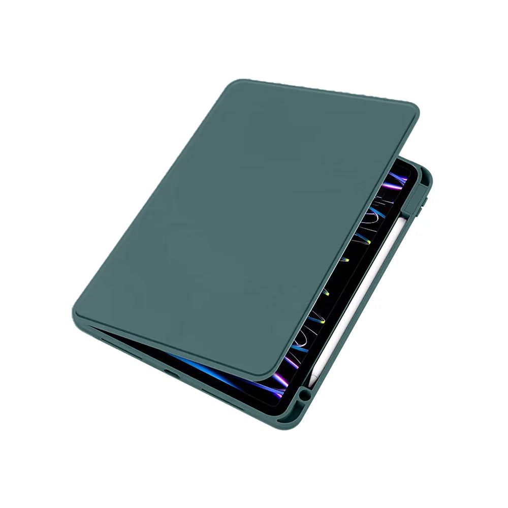 PU Lederhuelle fuer iPad Pro 11" (2024) Mitternachtsgrün