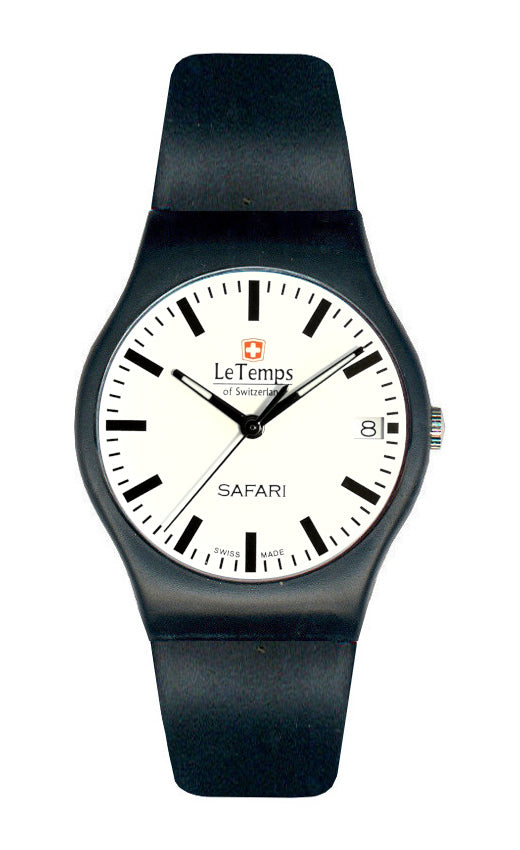 Safari Unisex Unisex Uhr mit schwarzem Kunststoffarmband