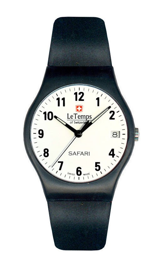 Safari Unisex Unisex Uhr mit schwarzem Kunststoffarmband